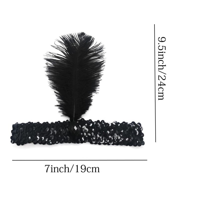 BLUE GARLIC 10pcs 1920s Feather Headbands Bulk for Women with Vintage Sequins Rhinestones 20s Gatsby Costume Headbands Flapper Headpieces - Image 4